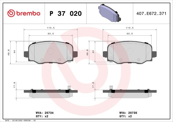 BREMBO P37020 | Fren Balatası Arka Low-Met Chrysler