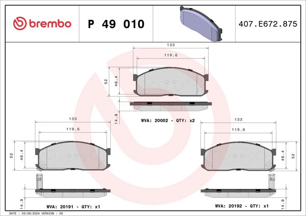 BREMBO P49010 | Fren Balatası Ön Low-Met Ford
