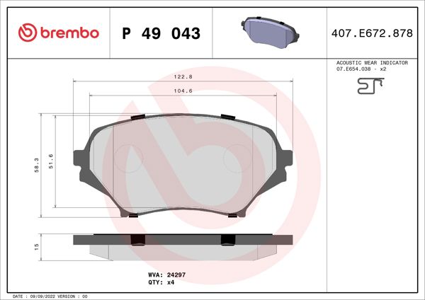 BREMBO P49043 | Fren Balatası Ön Low-Met Mazda