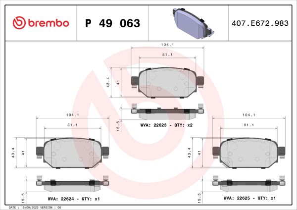 BREMBO P49063 | Fren Balatası Arka Low-Met Mazda