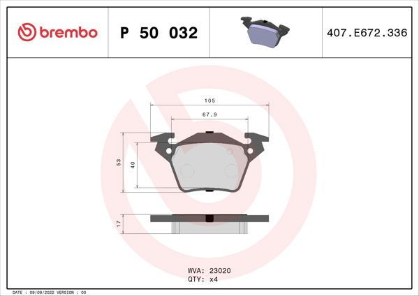 BREMBO P50032 | Fren Balatası Arka Mercedes W638 Vito CDI 108-110-112 Ym Kulaklı Wva 23020 Low-Met