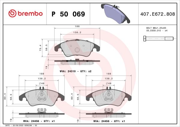 BREMBO P50069X | Fren Balatası Ön Xtra Mercedes-Benz