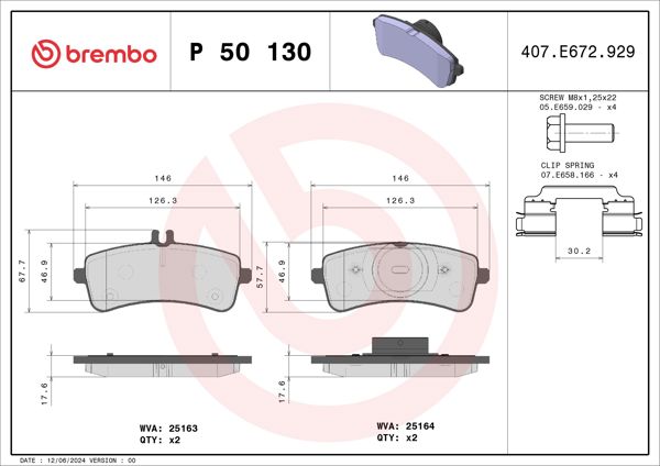 BREMBO P50130 | Fren Balatası Arka Low-Met Mercedes-Benz