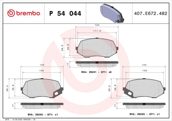 BREMBO P54044 | Fren Balatası Ön Arka Low-Met Mitsubishi