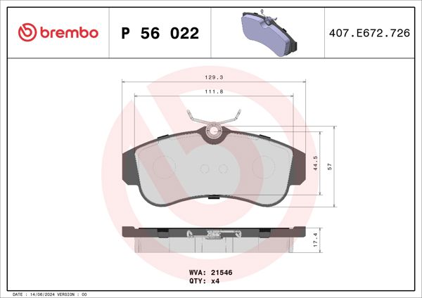 BREMBO P56022 | Fren Balatası Ön Nissan Primera 1.6 P11 96-02 Almera II 1.5 00-/ Oval Tip