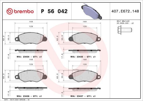 BREMBO P56042 | Fren Balatası Ön Arka Low-Met Nissan