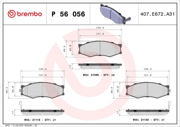 BREMBO P56056 | Fren Balatası Ön Low-Met Nissan