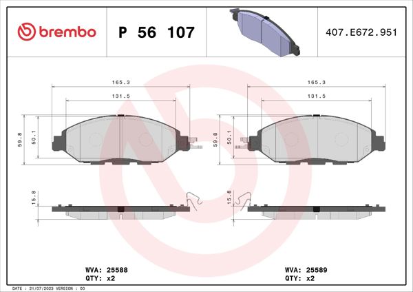 BREMBO P56107 | Fren Balatası Ön Low-Met Nissan