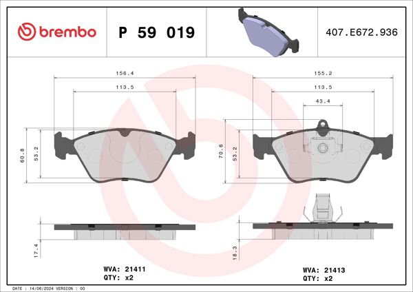 BREMBO P59019 | Fren Balatası Ön Low-Met Opel