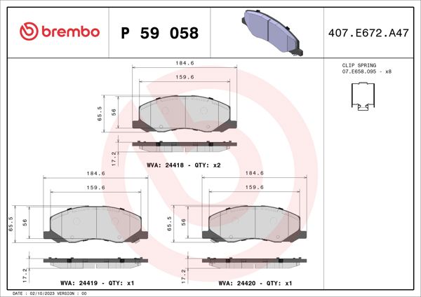 BREMBO P59058 | Fren Balatası Ön Low-Met Opel