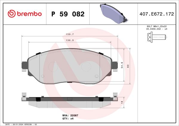 BREMBO P59082 | Fren Balatası Ön Renault Traffic III Vivaro III Talento 1.6 R9m Euro 6 2.0 M9r