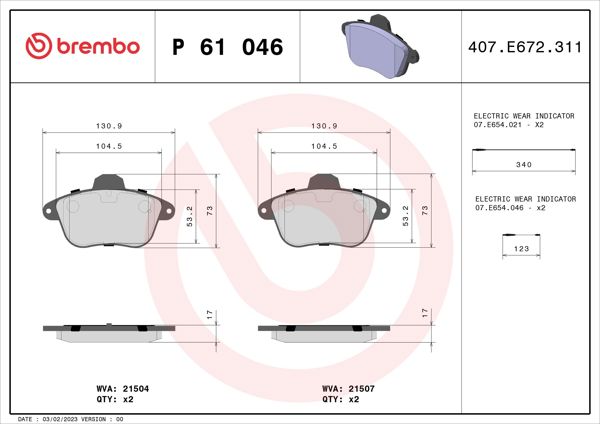 BREMBO P61046 | Fren Balatası Ön Arka Low-Met Renault