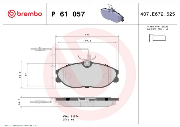 BREMBO P61057 | Fren Balatası Ön Low-Met Peugeot