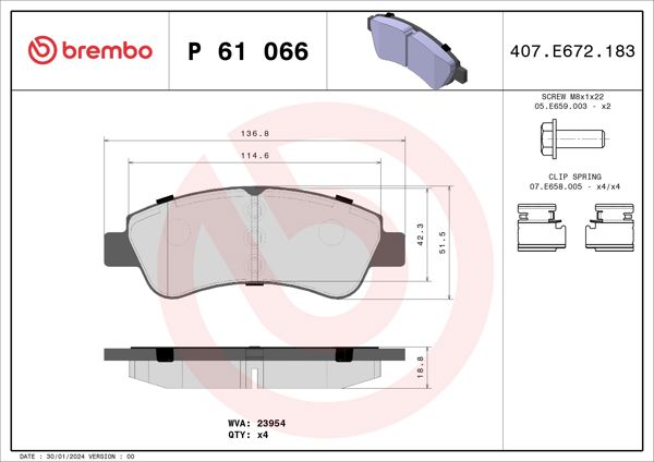 BREMBO P61066X | Fren Balatası Ön Xtra Opel