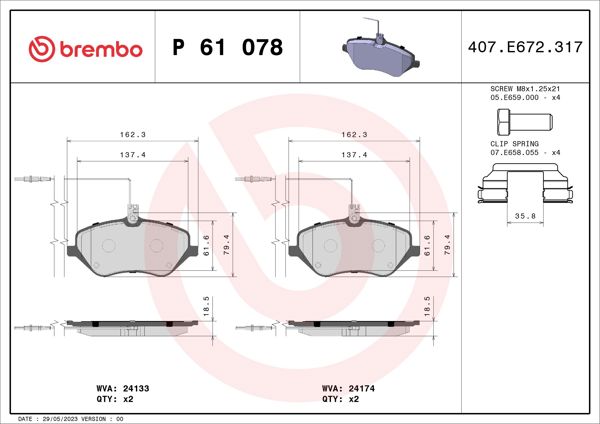 BREMBO P61078 | Fren Balatası Ön Low-Met Peugeot