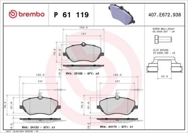 BREMBO P61119 | Fren Balatası Ön Low-Met Peugeot