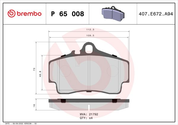 BREMBO P65008 | Fren Balatası Arka Low-Met Porsche