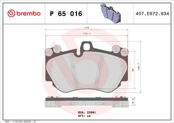 BREMBO P65016 | Fren Balatası Ön Low-Met Audi