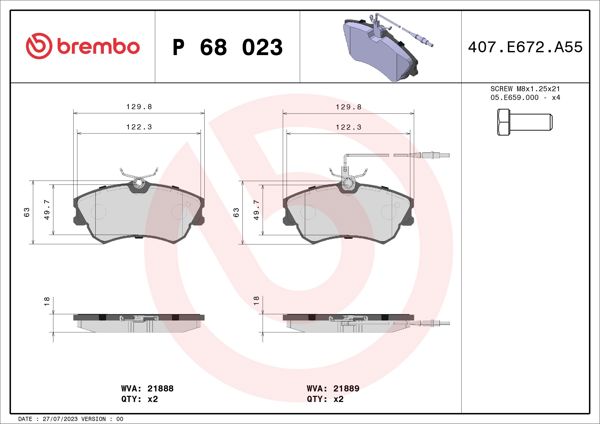 BREMBO P68023 | Fren Balatası Ön Low-Met Renault