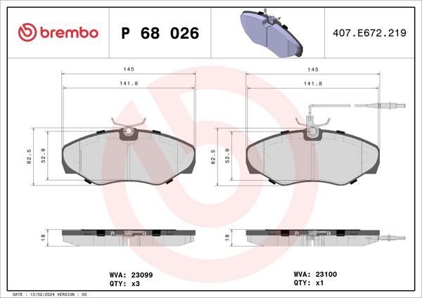 BREMBO P68026 | Fren Balatası Ön Low-Met Renault