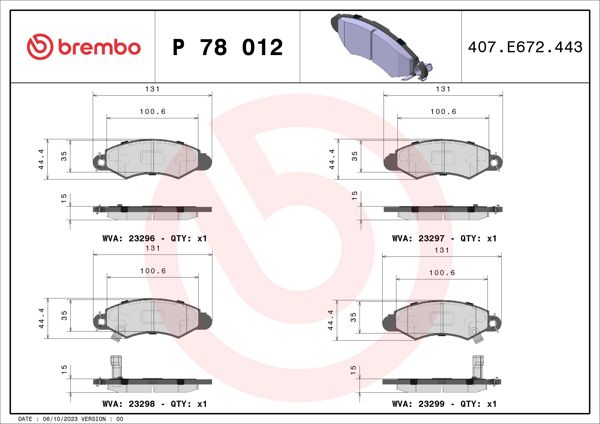 BREMBO P78012 | Fren Balatası Ön Low-Met Subaru