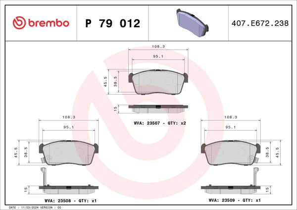 BREMBO P79012 | Fren Balatası Ön Low-Met Chevrolet