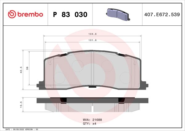 BREMBO P83030 | Fren Balatası Arka Low-Met Toyota