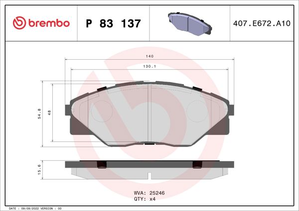 BREMBO P83137 | Fren Balatası Ön Low-Met Toyota