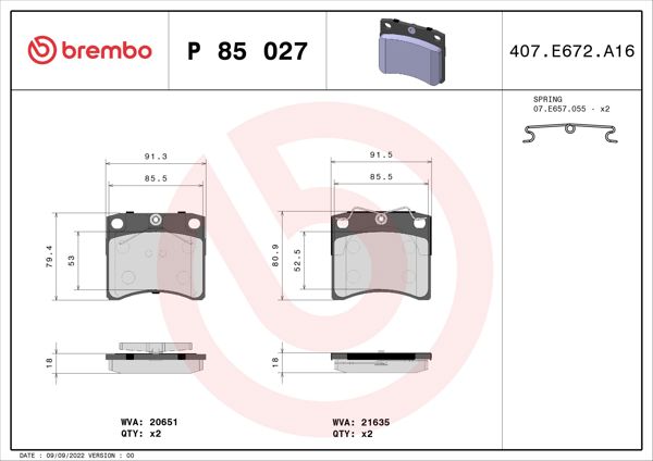 BREMBO P85027 | Fren Balatası Ön Low-Met VW