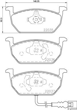 BREMBO P85137 | Fren Balatası Ön Kablolu (VW Golf 13- Audi A3 13-16 Seat Leon 13 -)