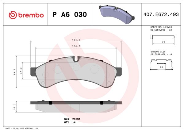 BREMBO PA6030 | Fren Balatası Arka Low-Met Iveco