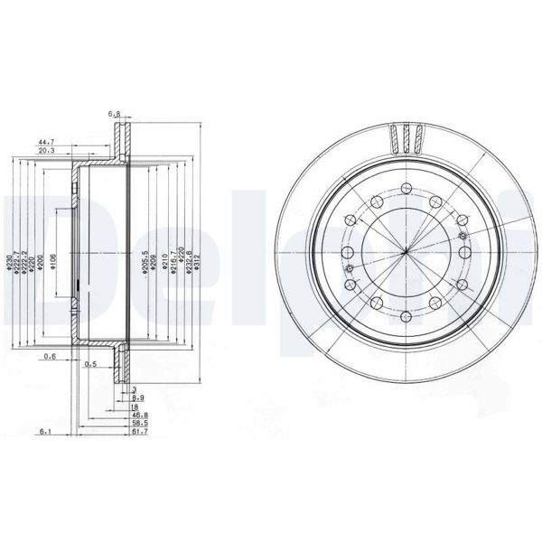 DELPHI BG3557 | Fren Diski Arka Land Cruiser 88-09 Havalı 312mm
