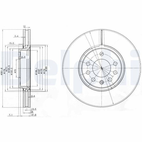 DELPHI BG3772C | Fren Diski Opel Vectra C Z20net / Y22dtr / Z32se 5 Bijon 302mm Ön