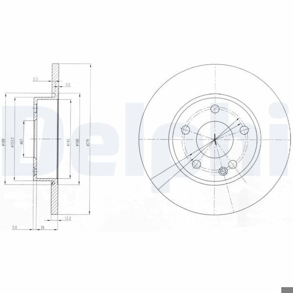 DELPHI BG3840 | Fren Diski Ön Mercedes W169 04-11 A-Serisi (W169) 04-12A 150 (169.031, 169.331) A 160 CDI (169.006, 169.306) A 160 (169.031, 169.331) B-Serisi Sports Tourer (W245) 05-11B 150 (245.231) Düz 276mm