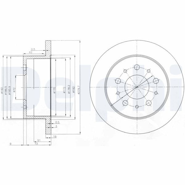 DELPHI BG3853 | Arka Fren Disk Aynası Boxer Jumper Ducato 14Q (15 Jant) 1.9 2.0 HDI 2,2 HDI 2,5Duz 2,5T | 1 Adet