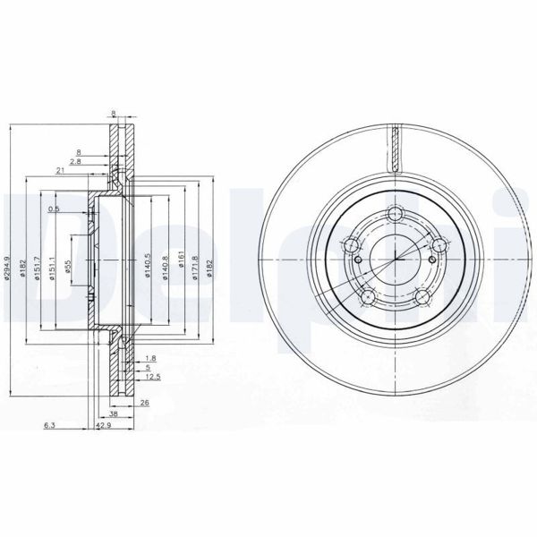 DELPHI BG3914 | Fren Diski Ön Avensis 03 > 08 2.0 2.0 D4d 2.4 Havalı 295mm