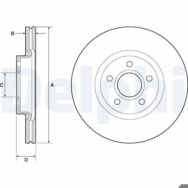 DELPHI BG4676C | Ön Fren Disk Ayna Volvo V40 (525, 526) T2 15-15-16 Inc | 1 Adet
