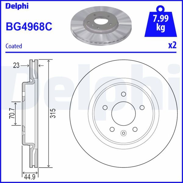 DELPHI BG4968C | Disk Arka (Ad) 17-Insignia 17Jant | 1 Adet