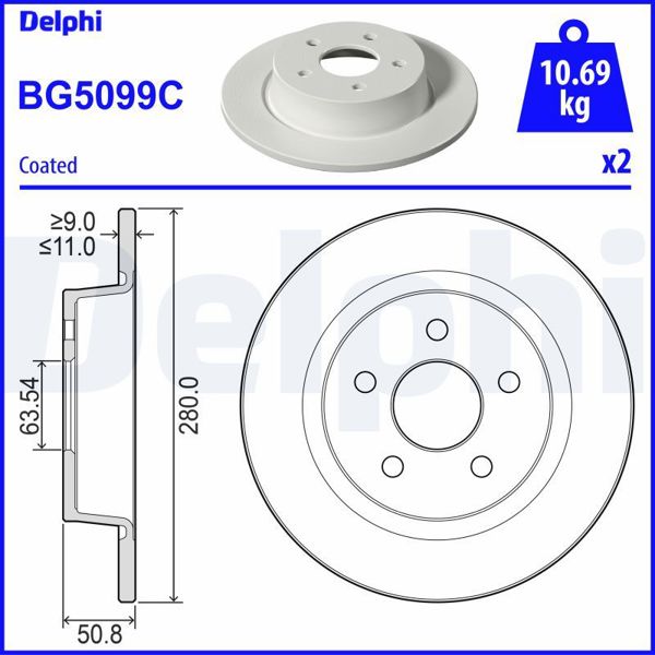 DELPHI BG5099C | Arka Disk Ayna  Takım Yeni Connect 14 - | 1 Adet