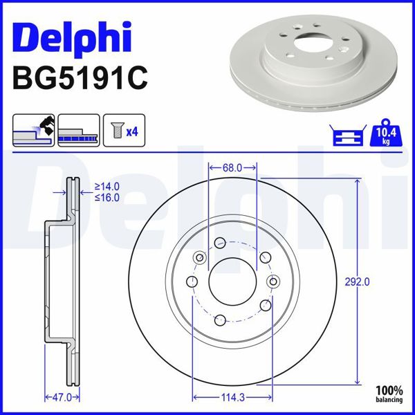 DELPHI BG5191C | Fren Diski (Çiftli Paket)-Boyalı, Deliksiz