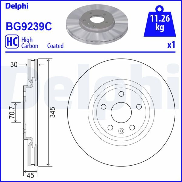 DELPHI BG9239C | Ön Fren Diski 18   Insignia B 17- | 1 Adet