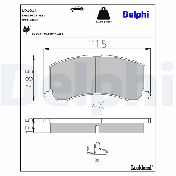 DELPHI LP1014 | Balata Fren Ön-(Suzuki Baleno 96 / 00)