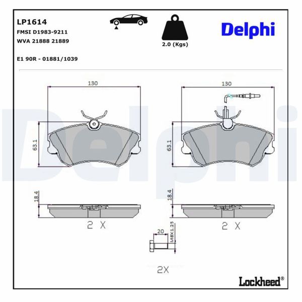 DELPHI LP1614 | Fren Balatası Ön Espace III