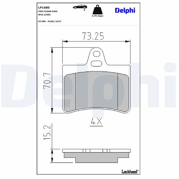DELPHI LP1680 | Arka Fren Balatası C5 1.8 16V,2.0 16V,2.0 2,2 HDI,3,0 V6 03 / 01 -