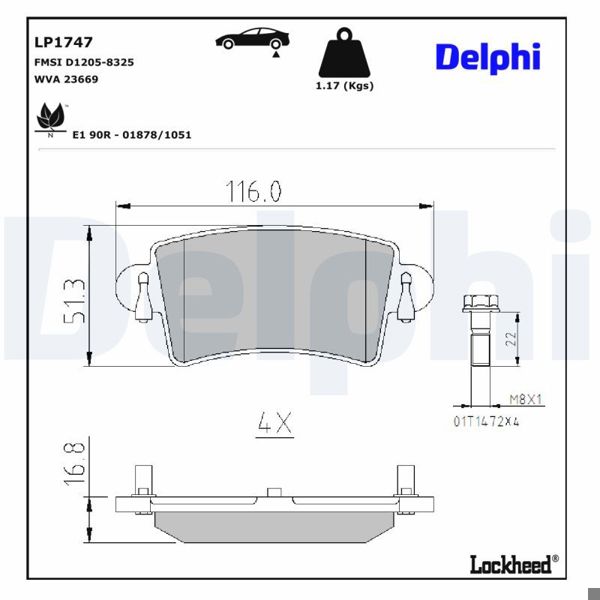 DELPHI LP1747 | Fren Balata Arka 02-Master-Movano