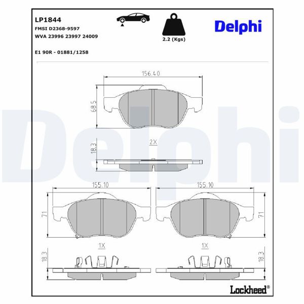 DELPHI LP1844 | Fren Balata Ön Avensis 03-2.0 D4d