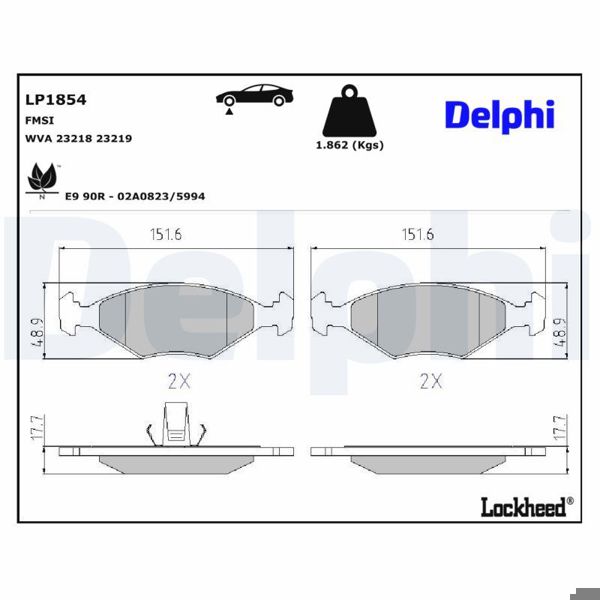 DELPHI LP1854 | Fren Balata Ön 98 > Palio 1.4-1.6 + Fs