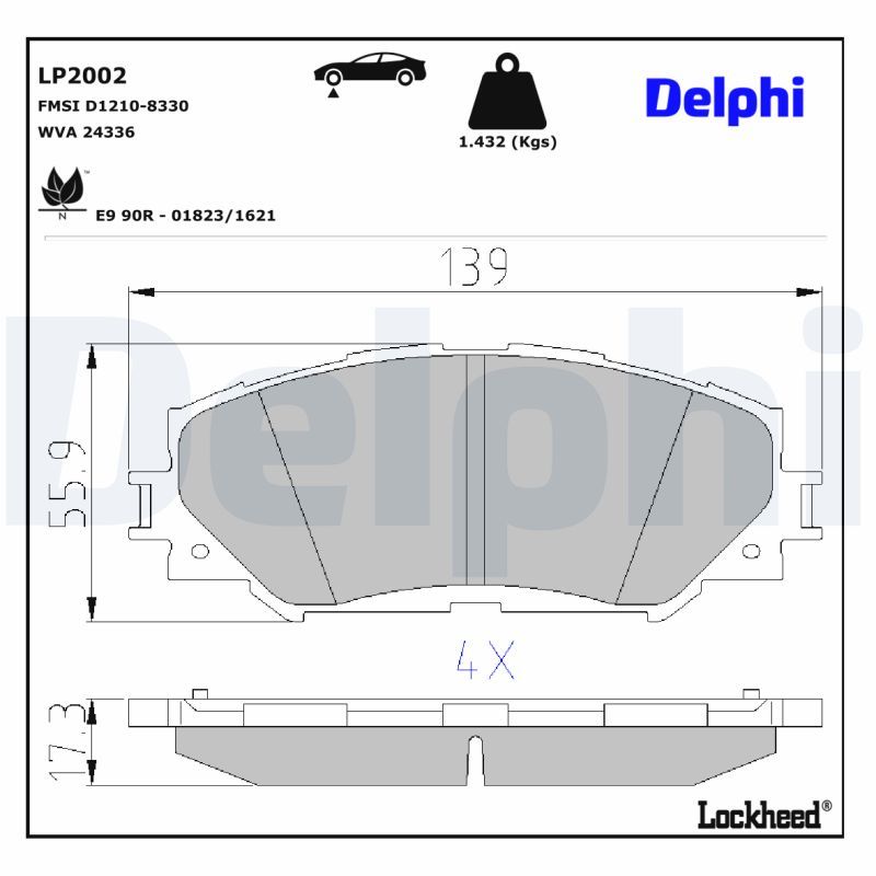 DELPHI LP2002 | Fren Balata Ön Auris (_E15_) 06-121.6 (Zre151_) 1.4 (Zze150_) 1.33 Dual-Vvti (Nre150_) 1.6 (Zre151_) 1.8 (Zre152_) Auris (_E18_) 12-181.3 (Nre180_) Corolla Sedan (_E15_) 06-141.6 Dual Vvti (Zre141, Zre151) 1.33 (Nre150) 1.6 (Zre151) Coroll