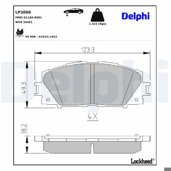 DELPHI LP2006 | Fren Balata Ön 06-Yaris