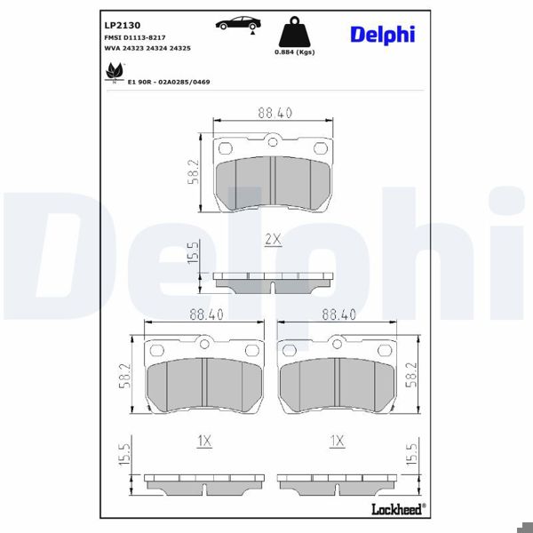 DELPHI LP2130 | Fren Balatası Arka Toyota Mark X I 2.5 VVTI 04-09 Lexus Gs Is II 2005-/